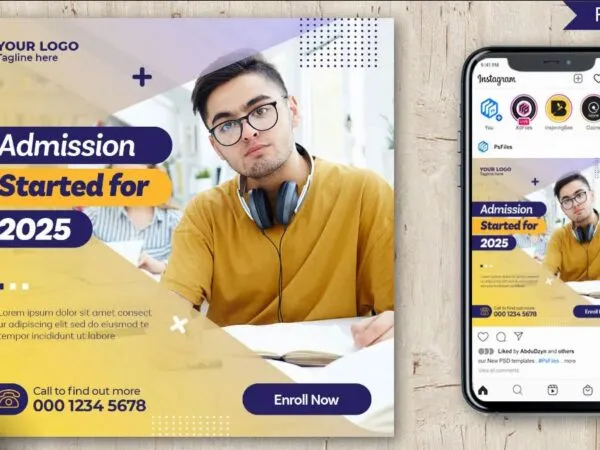 Modern Geometric College Admissions Flyer Instagram Post Template 1
