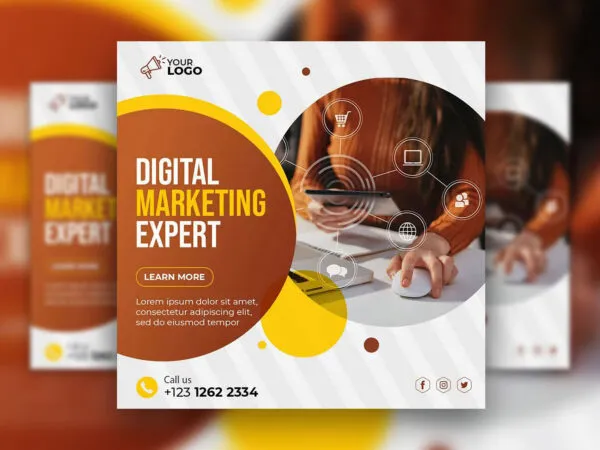 Modern Geometric Digital Marketing Flyer Instagram Post Template 1