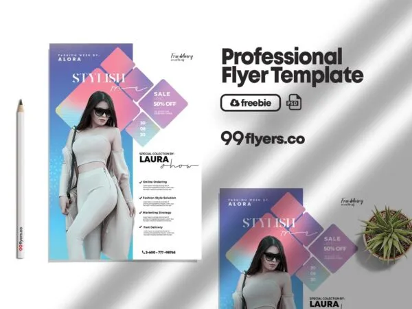 Modern Geometric Fashion Summer Flyer Template 1