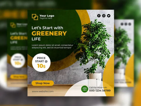 Modern Geometric Indoor Plant Sales Flyer Instagram Post Template 1