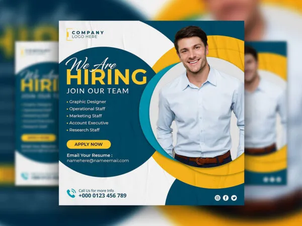 Modern Geometric Job Hiring Flyer Instagram Post Template 1