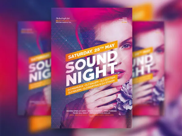 Modern Geometric Night Party Flyer Poster and Facebook Templates 1