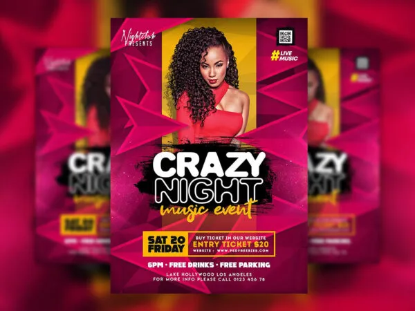 Modern Geometric Nightclub Party Flyer Template 1