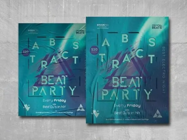 Modern Geometric Nightclub Party Poster Template 1
