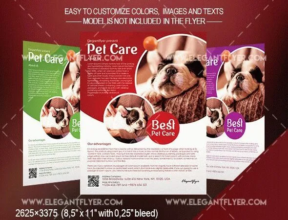 Modern Geometric Pet Care Center Flyer and Facebook Cover Templates 1