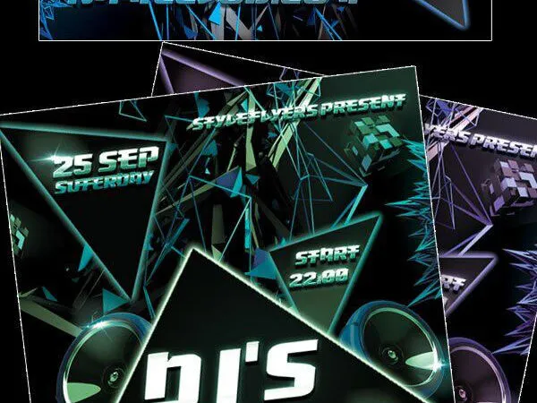 Modern Geometric Triangle DJ Flyer Template 1