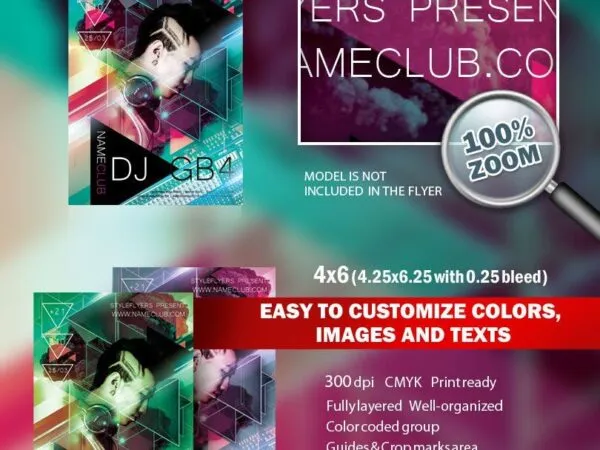 Modern Geometrical DJ Flyer Template 1