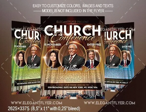 Modern Glitter Church Conference Flyer Template and Facebook Cover 1