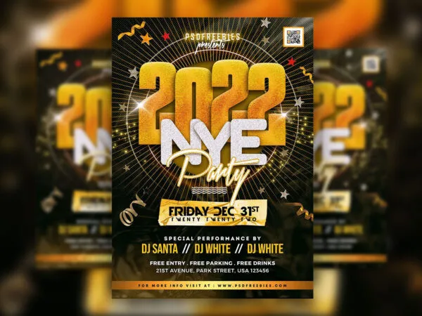 Modern Glitter New Year Party Flyer Template 1