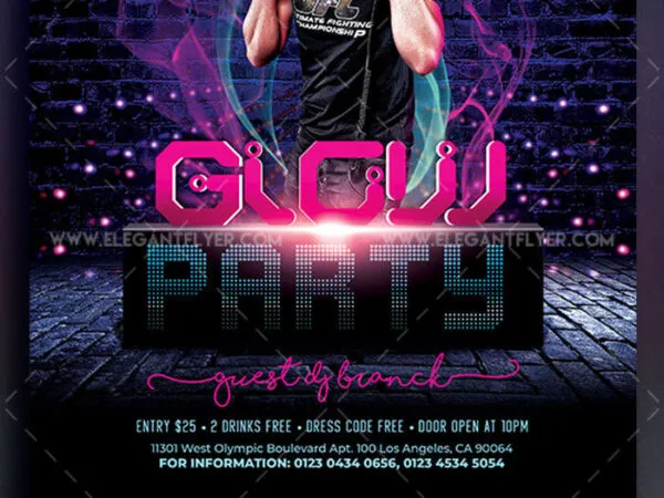 Modern Glowy DJ Event Flyer and Facebook Cover Template 1