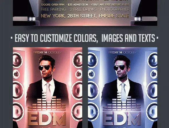 Modern Gradient EDM Flyer and Facebook Cover Template 1