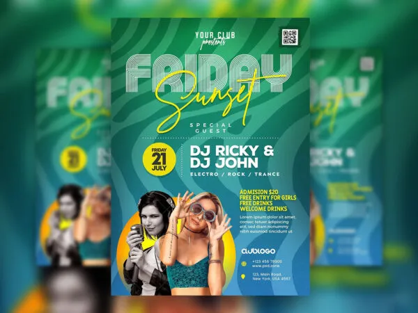 Modern Gradient Summer Party Flyer Template 1