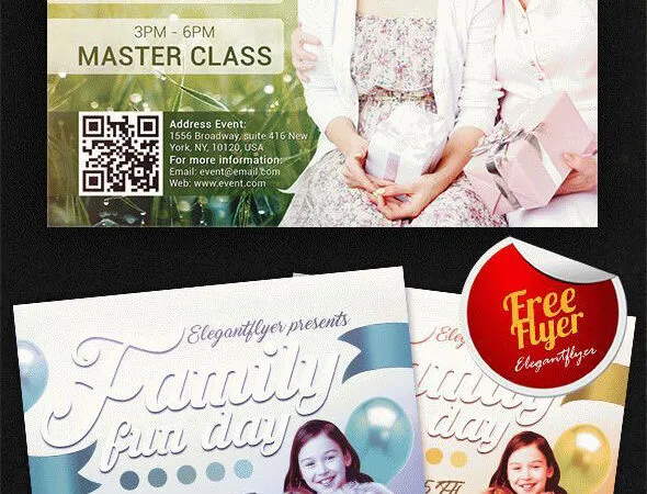 Modern Grass Family Fun Day Flyer and Facebook Cover Template 1
