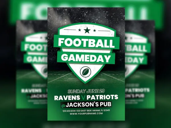 Modern Green Football Game Flyer Template 1