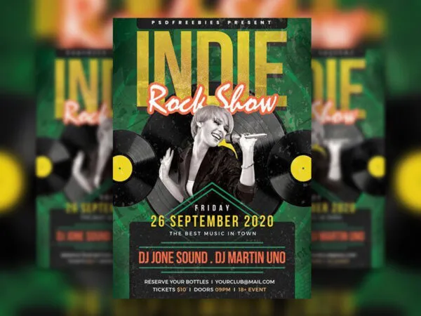 Modern Green Indie Rock Music Flyer Template 1