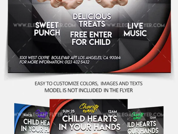Modern Heartbeat Charity Event Flyer and Facebook Cover Template 1