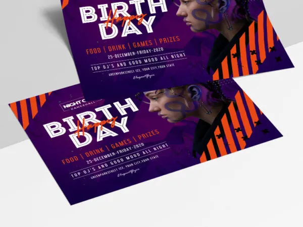 Modern Horizontal Birthday Party Invitation Flyer Template 1