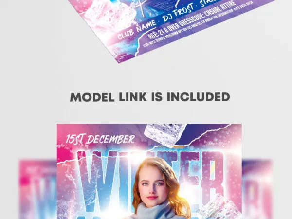 Modern Icy Winter Ice Party Flyer Template 1