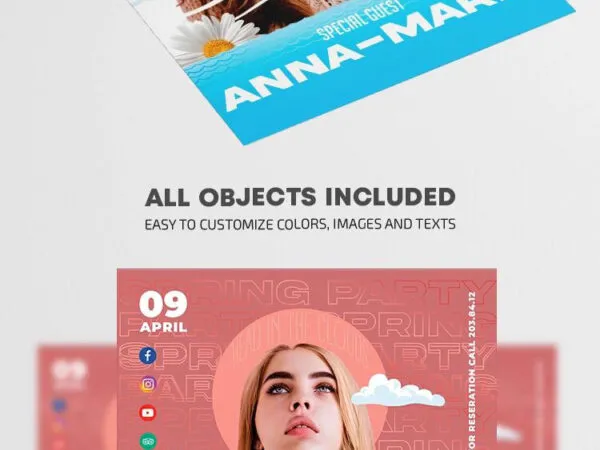 Modern Illustrated Club Party Flyer Template 1