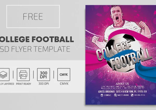 Modern Illustrated College Football Flyer Template 1
