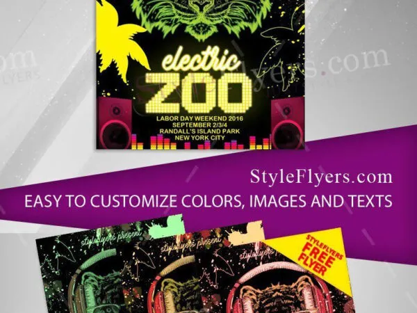 Modern Illustrative Electric Zoo Flyer Template 1