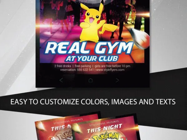 Modern Illustrative Pokemon Go Party Flyer Template 1