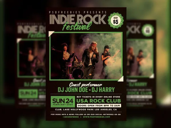 Modern Indie Rock Music Festival Flyer Template 1