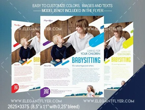 Modern Infographic Babysitting Flyer and Facebook Cover Templates 1