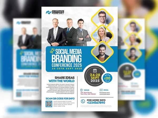 Modern Infographic Business Conference and Workshop Flyer Template 1