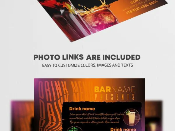 Modern Infographic Drink Menu Flyer Template 1