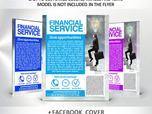 Modern Infographic Financial Service Flyer Template and Facebook Cover 1