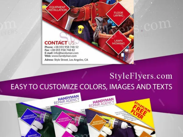 Modern Infographic Handyman Service Flyer Template and Facebook Cover 1