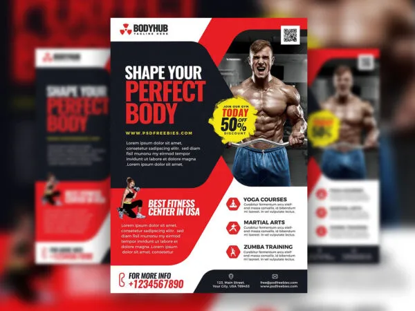 Modern Infographic Health and Fitness Gym Flyer Template 1