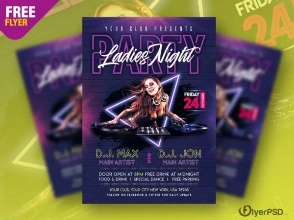 Modern Ladies Club Party Flyer Template 1
