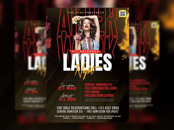 Modern Ladies Night Party Flyer Template 1