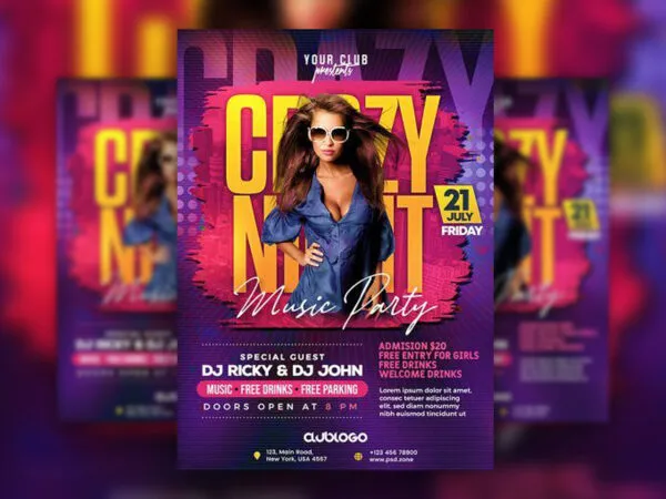 Modern Ladies Nightclub Party Flyer Template 1