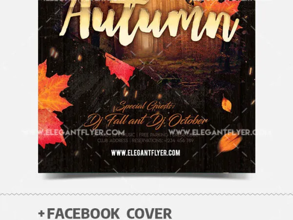 Modern Leafy Autumn Party Flyer Template 1