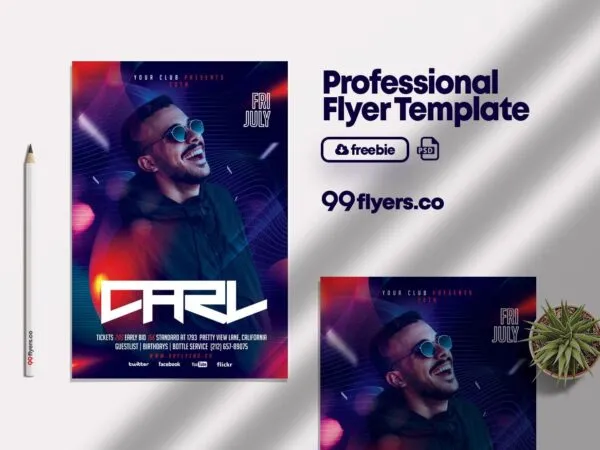 Modern Lights DJ Nightclub Event Party Flyer Template 1