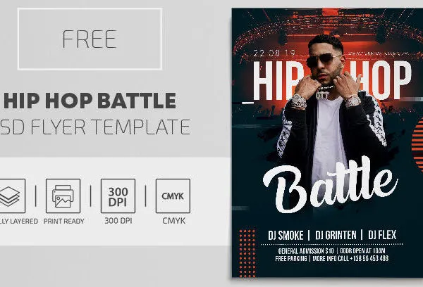 Modern Lines Dots Hip Hop Flyer Template 1