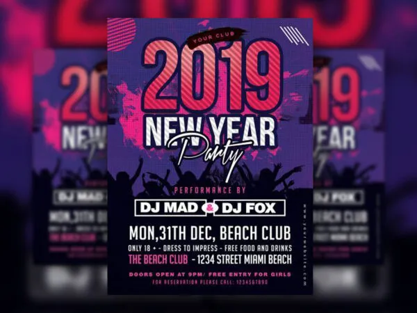 Modern Lines New Year Party Flyer Template 1