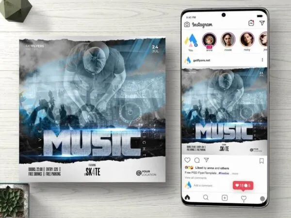 Modern Live Music Night Instagram Post Template 1