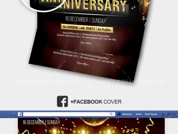 Modern Luxury Anniversary Flyer Instagram Post and Facebook Cover Templates 1