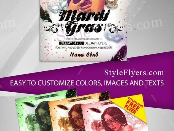 Modern Mardi Gras Flyer Template 1