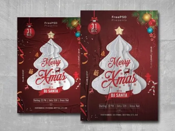 Modern Merry Xmas Flyer Template 1