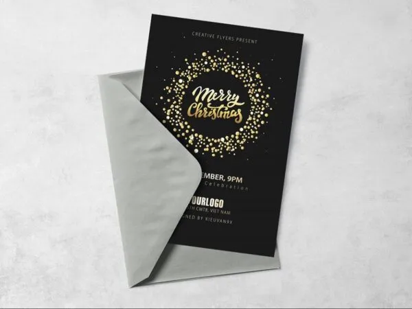 Modern Minimal Christmas Party Flyer Template 1
