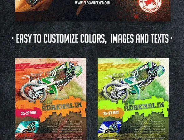 Modern Motorcycle Race Flyer Template and Facebook Cover 1