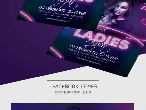 Modern Neon Ladies Night Flyer Template 1