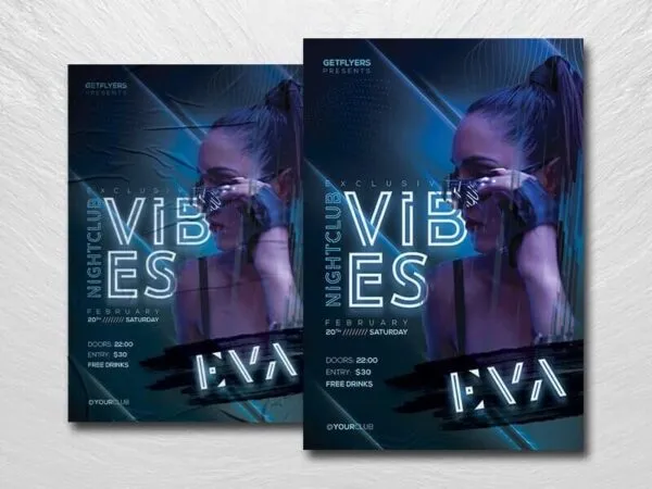 Modern Neon Nightclub Flyer Template 1