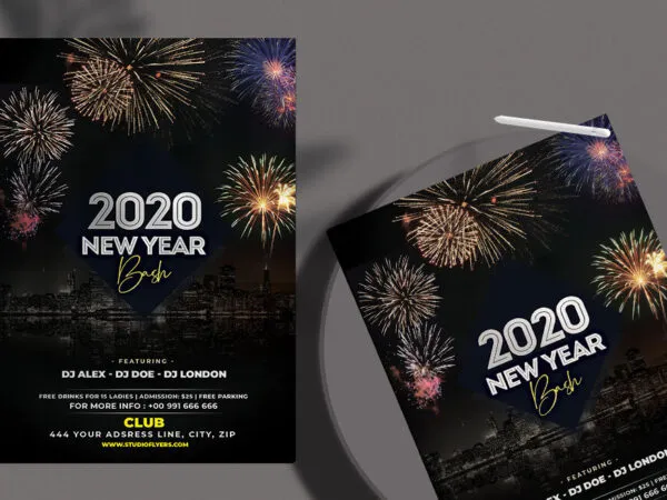 Modern New Year Bash Party Flyer Template 1