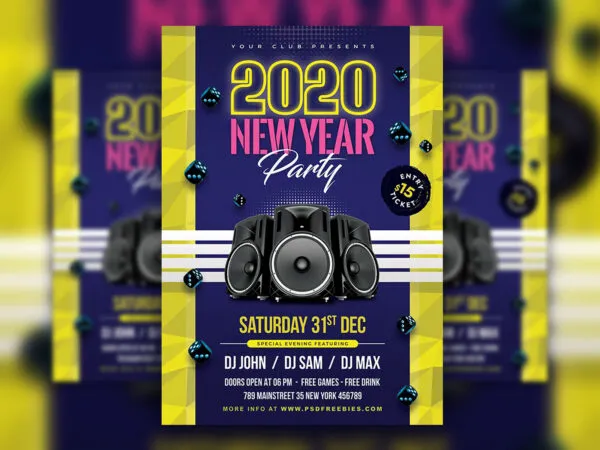 Modern New Year Celebration Party Flyer Template 1
